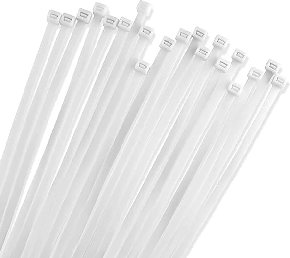 Beyaz Plastik Kablo Bağı 4.8 X 380 Mm (100 Adet), Dayanıklı Naylon Malzeme, Güçlü Tutuş, İç Dış Mekan Kullanımına Uygun, Kablo Düzenleme Sabitleme İçin Ideal Zip Tie Seti ürün görseli 1