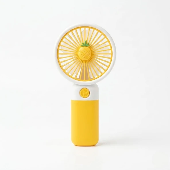 Mini-Fan Taşınabilir El Fanı, Usb Şarjlı, 3 Kademeli Hız, Masaüstü Standlı, 16 Cm, 3 Kademeli Hız Ayarlı, Ananas Desenli, Sarı ürün görseli 1