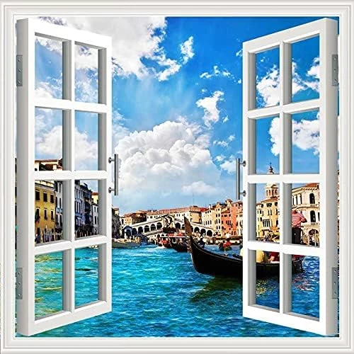 Pencere Poster Duvar Kağıdı Venedik Yapışkanlı Sticker ürün görseli 1