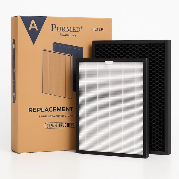 Purmed Luminoso Uyumlu Filtre – True Hepa + Aktif Karbon | 2‑Aşamalı Hava Temizleyici Yedek Parça |%99,97 Partikül & Koku ürün görseli 1