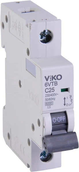6Vtb-1C25 Otomatik Sigorta 6Ka C Tipi 1 Kutup 25A ürün görseli 1