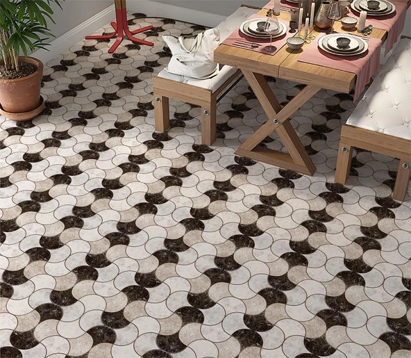 Stickerart Yer Kaplama Zemin Kaplama Folyosu 65X130 Cm Geometry Floor Tile ürün görseli 1
