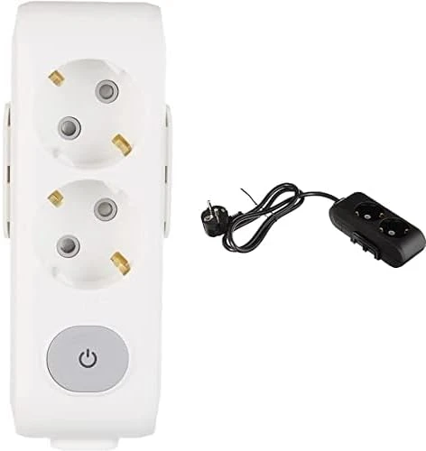 Multi-Let 2Li Anahtar-Topraklı Ç.K Klemensli Priz, Beyaz + Multi-Let Siyah İkili Priz Topraklı Kablolu Çocuk Korumalı 1 Mt ürün görseli 1