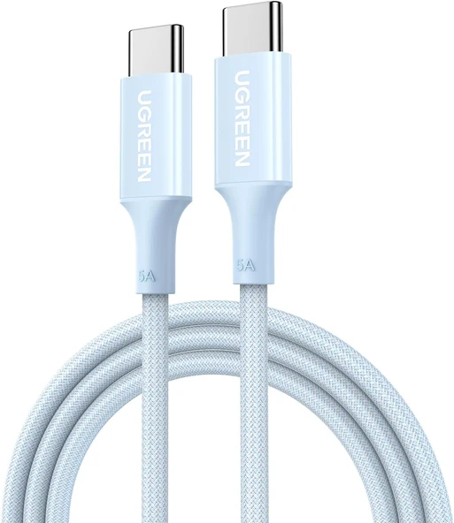 Ugreen Usb-C 100W 5A Qc Pd Örgülü Hızlı Şarj Kablosu, 1 Metre, Mavi, 65253 ürün görseli 1