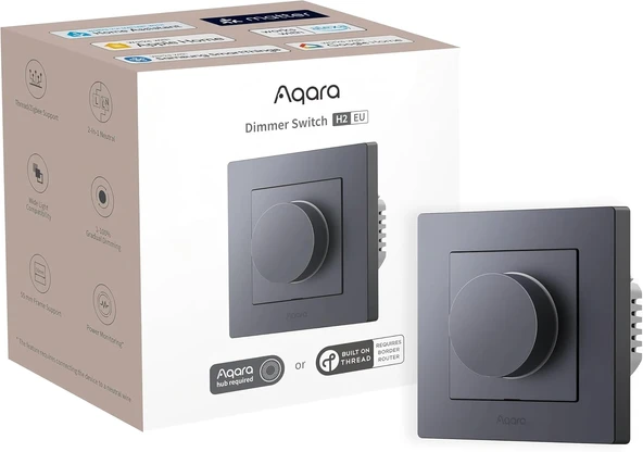Aqara Akıllı Dimmer Switch H2 Kd-R01D-G Gri (Apple Destekli) ürün görseli 1