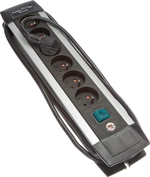 Brennenstuhl An4 Alu-Line Grup Priz Ile Şalter 1,8 M H05Vv-F 3 G1,5, Gri, 1391001066 ürün görseli 1
