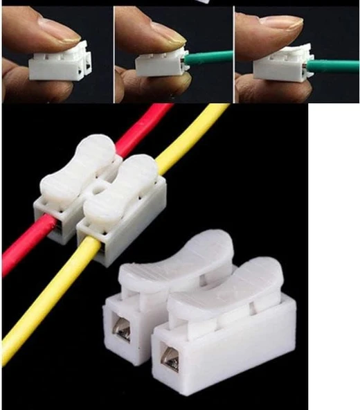 Mandallı Vidasız Klemens Basmalı Tip 2 Li 2 Pin 50'Li Paket ürün görseli 1