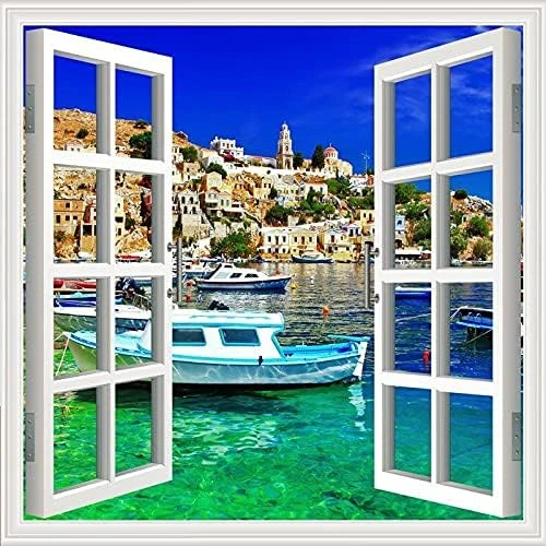 Pencere Poster Duvar Kağıdı Yunanistan Yapışkanlı Sticker ürün görseli 1