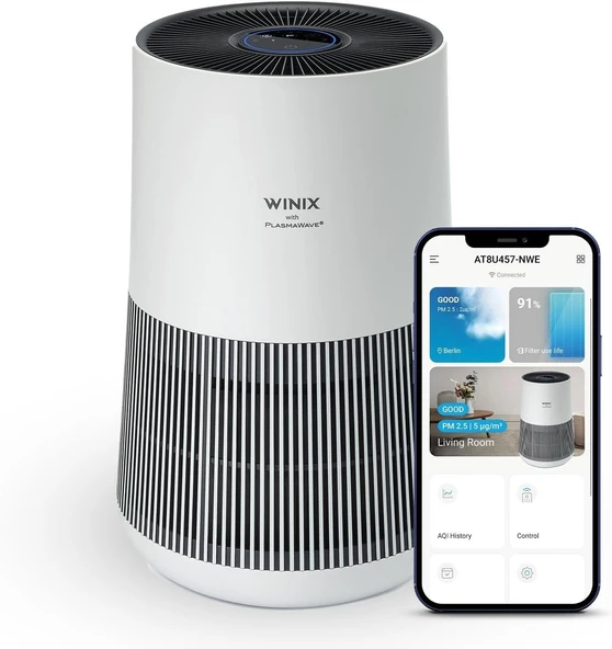 Winix T500 Wifi Hava Temizleyici, Alerjisi Olanlar, Cadr 250 M³/H, 50 ㎡, Hepa Filtreli Hava Temizleyici, Alerji, Toz, Polen, Hayvan Tüyleri, Hava Kalitesi Geri Bildirimi, Alexa Modu ürün görseli 1