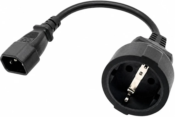 Primex Px-C14-05 0.50 Metre 3X1Mm Ups Psu Schuko Çevirici Kablo, Iec C14 Erkek To Schuko Dişi Ups Priz Çevirici, Full Bakır Kısa Güç Adaptör Kablosu, Pdu Server Rack Uyumlu ürün görseli 1