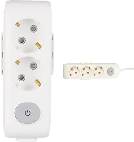 Multi-Let 2Li Anahtar-Topraklı Ç.K Klemensli Priz, Beyaz + Multi-Let 3Lü Anahtar-Topraklı Kablolu Ç.K 2M Priz ürün görseli 1