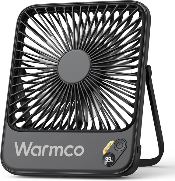 Warmco 10000 Mah Taşınabilir Vantilatör, 21 Cm Kişisel Masa Vantilatörü, Pil, Sessiz Süper Düz, Dijital Göstergeli, 10 – 24 Saat Çalışma Süresi, Ofis, Seyahat, Yatak Odası, Kamp Için Ideal ürün görseli 1