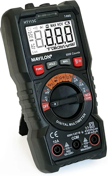 Ht113C Dijital Profesyonel Multimetre Ekran Aydınlatmalı Auto Range 600V 10A Ac Dc ürün görseli 1