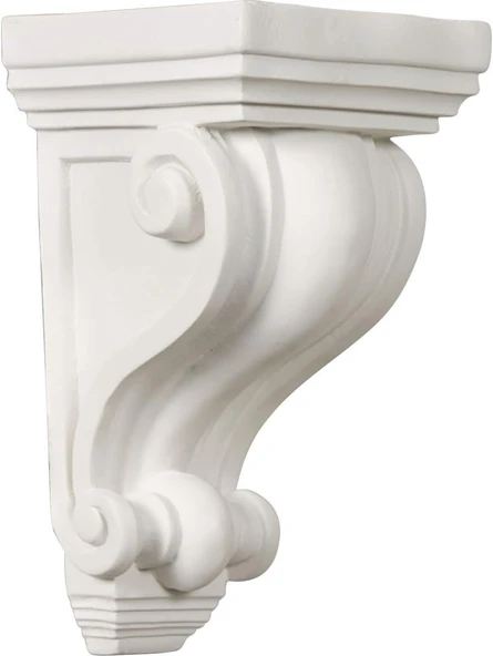 Corbels: Ekena Millwork Building Materials 10Cm X 10Cm X 18Cm - 1.3Cm Primed Polyurethane Devon Corbel White Cor04X04X07De ürün görseli 1