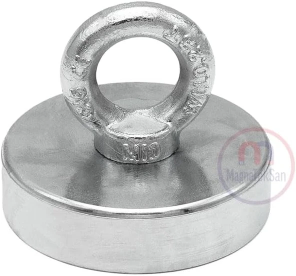 Magneteksan Ø80 Mm Endüstriyel Pot Mıknatıs – 120 Kg Çekim Gücü, Neodyum Kancalı Halkalı, Makine Robotik Otomasyon Sabitleme, Metal Toplama Kurtarma Mıknatıs ürün görseli 1