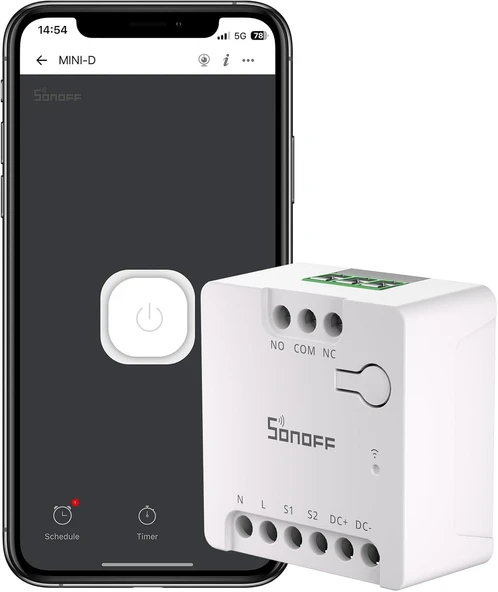 Sonoff Madde Ile Wifi Mini-D Akıllı Anahtar, Ev Otomasyonu, Kuru Kontak Çıkışı, Ac Veya Dc Girişini Destekler, Uyumlu Alexa Google Home, Garaj Kapıları, Kazanlar, Dc Düşük Güç Motorları/Solenoid ürün görseli 1