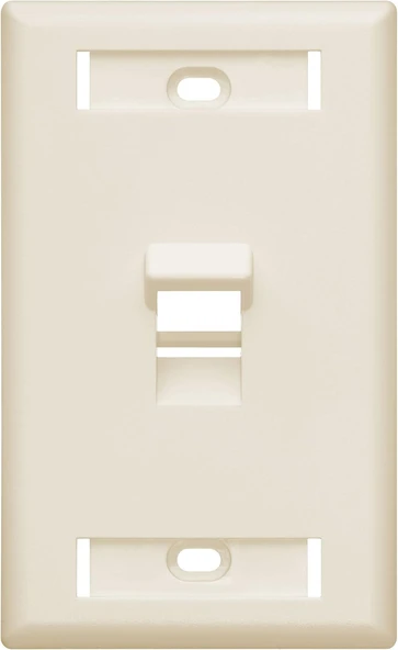 Leviton 42081-1Ts 1 Bağlantı Noktalı Açılı Quickport Duvar Plakası, Id Pencereli, Badem ürün görseli 1