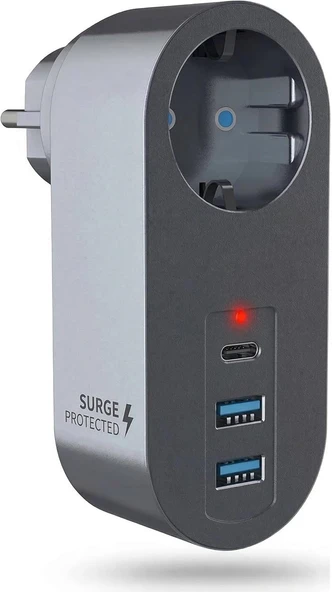 Orret Akım Korumalı Priz 2 Usb 1 Type-C Girişli Duvar Tipi Priz Çoklayıcı, Çocuk Korumalı Usb Şarjlı Priz Adaptörü, Telefon Tablet Şarj İçin Çoklu Duvar Prizi ürün görseli 1
