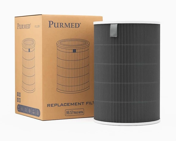 Purmed Akıllı Hava Temizleyici 4 Uyumlu Hepa Filtre (Gri) – 3 Katmanlı Yüksek Verimli Toz, Polen, Alerjen Koruması ürün görseli 1
