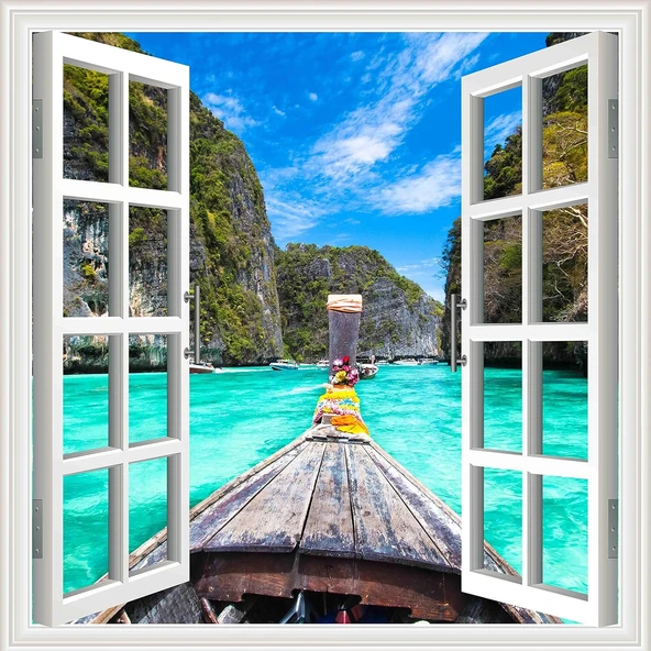 Pencere Poster Duvar Kağıdı Sandal Yapışkanlı Sticker ürün görseli 1