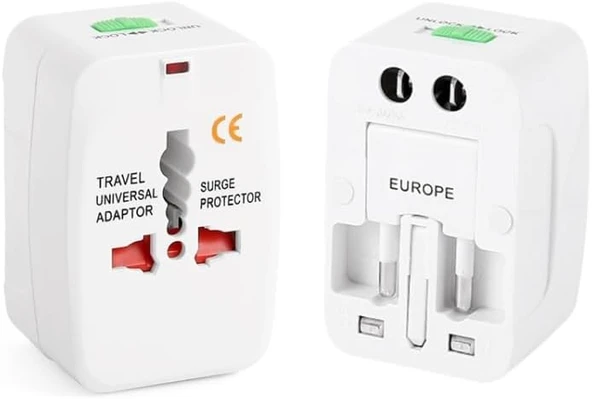 Evrensel Seyahat Adaptörü, Priz Çevirici Dönüştürücü, 150+ Ülke Uyumlu, Tip A/B/C/G/I, Beyaz, Kompakt Tasarım, 110V 250V Uyumlu (1Adet) ürün görseli 1