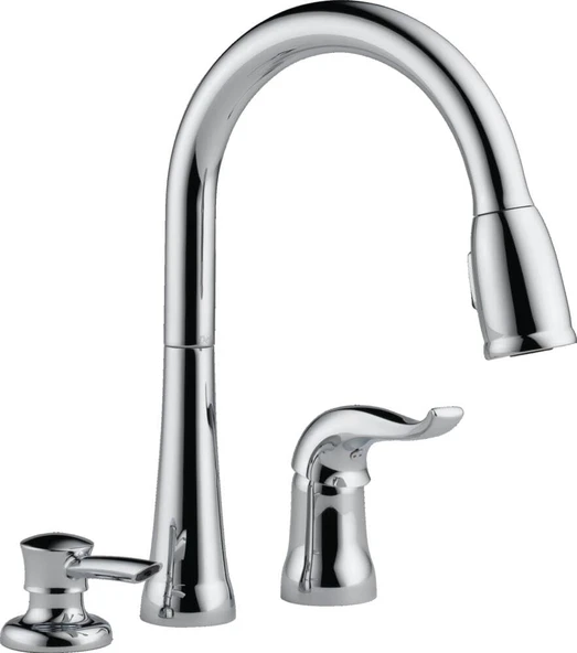 16970-Sd-Dst Single Griff Pull-Down-Mutfak Armatürü Sabunluklu, Krom ürün görseli 1