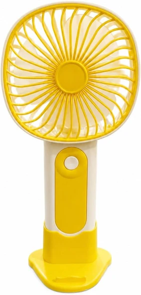 Mini El Fanı Usb Şarjlı Type-C Bağlantılı 3 Kademeli Taşınabilir Elektrikli Fan Masaüstü El Tipi Kullanım Sarı Renk Serinletici Fan ürün görseli 1