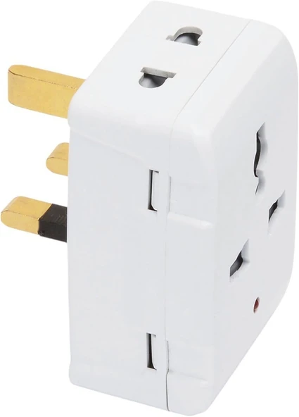 Evrensel Seyahat Priz Adaptörü, İngiltere 3 Pinli, Beyaz, 13A 3250W, Işıklı Gösterge, Çocuk Korumalı, Abd Avrupa Hac Umre Avustralya Uyumlu ürün görseli 1
