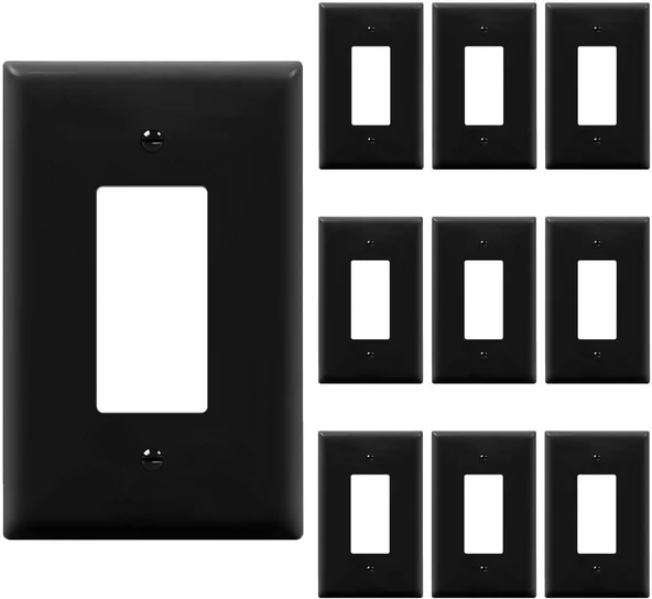 Enerlites Dekoratör Işık Anahtarı Veya Priz Çıkışı Duvar Plakası, Parlak Yüzey, Büyük Boy 1-Takım 14 Cm X 8,89 Cm, Kırılmaz Polikarbonat Termoplastik, Ul Listeli, 8831O-Bk-10 Adet, Siyah, 10'Lu Paket ürün görseli 1