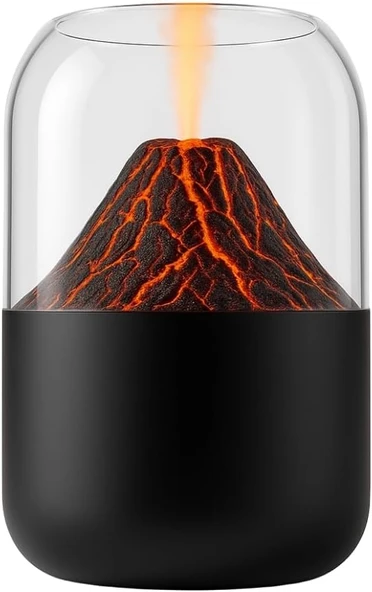 Mini Alev Efektli Aromaterapi Hava Nemlendirici – 14X7 Cm Usb Şarjlı Renk Değiştiren Led Işıklı Masa Üstü Difüzör ürün görseli 1