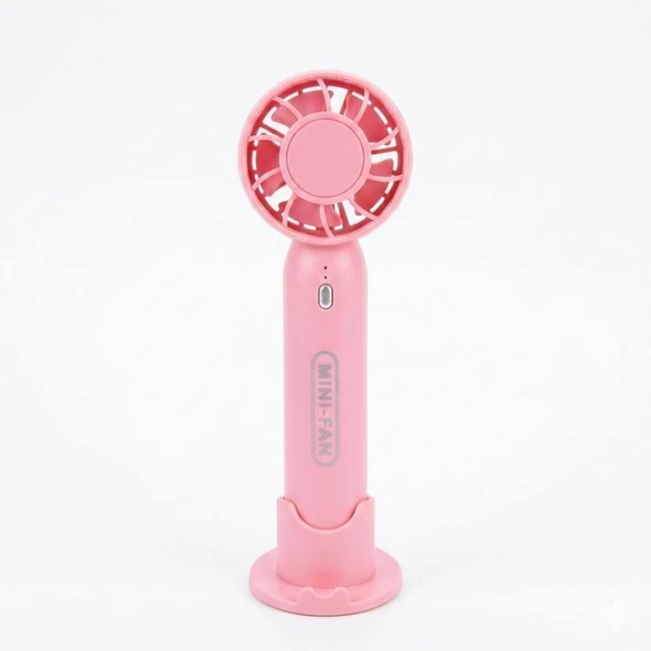 Mini-Fan Taşınabilir El Fanı, Pembe, Usb Şarjlı, 3 Kademeli Hız, Masaüstü Standlı, 16 Cm, 3 Kademeli Hız Ayarlı, Pembe ürün görseli 1