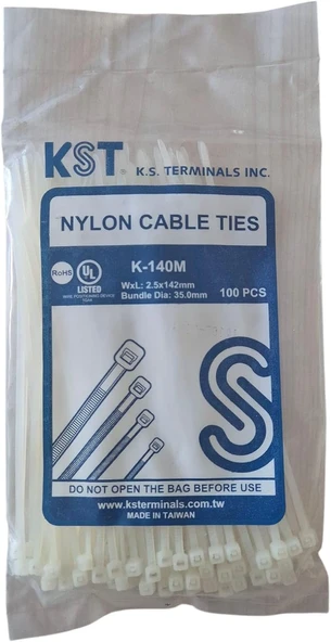 Senon Cırt Kelepçe 142X2,5 100'Lü Paket Yüksek Dayanıklılık, Çok Amaçlı Naylon Kablo Bağı Beyaz Renk İç Dış Mekan Kullanımı ürün görseli 1