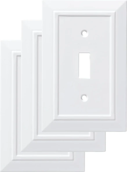 Franklin Brass W35241V-Pw-C Klasik Mimari Tek Anahtarlı Duvar Plakası/Anahtar Plakası/Kapak, Beyaz, 3'Lü Paket ürün görseli 1