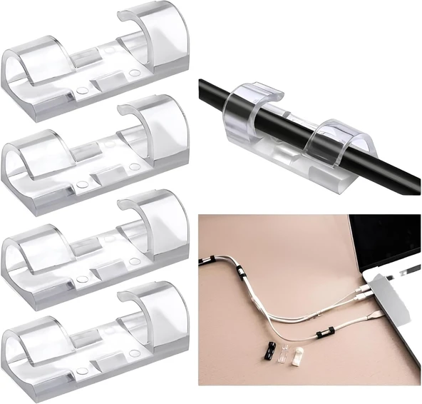 Aee® 60 Adet Kablo Düzenleyici Sabitleyici Yapışkanlı Organizer Klips Seti ürün görseli 1