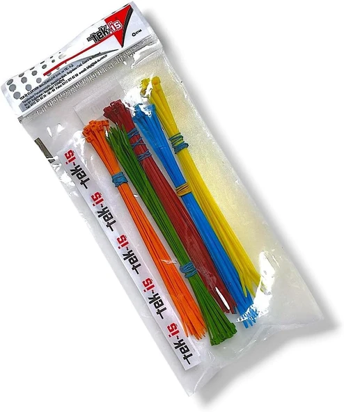 Tek-İş Karışık Renk Plastik Kablo Bağı Seti | 200Mm X 2.5Mm | 100 Adet (5 Renk X 20) | Renkli Cırt Kelepçeler | Kablo Düzenleyici ürün görseli 1