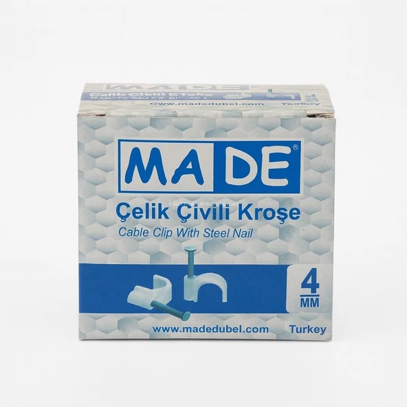 Hiva Çelik Çivili Kroşe, Kablo Klipsi, Dayanıklı, Plastik, Beyaz, Pratik, Kablo Sabitleme Aparatı, Elektrik, Tesisat Düzenleme İçin, Çivi Klips Seti, 100 Adet (No:4) ürün görseli 1
