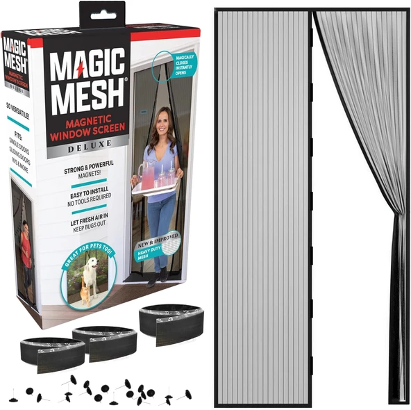 Magic Mesh Manyetik Ekran 203,9 X 99,1 Cm Kapılar Için, Siyah ürün görseli 1
