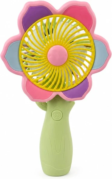 Mini El Fanı Usb Şarjlı Type-C Bağlantılı 3 Kademeli Taşınabilir Elektrikli Fan Masaüstü El Tipi Kullanım Renk Serinletici Fan Yeşil Sarı Pembe Çiçek ürün görseli 1