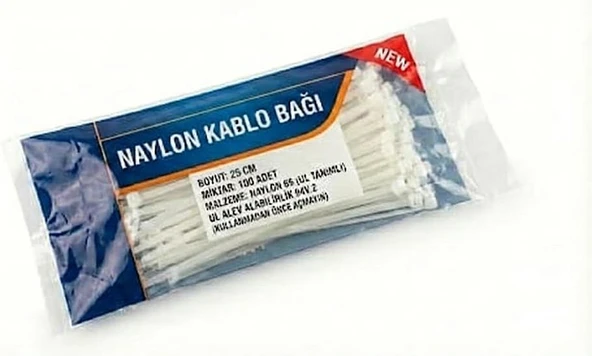 Smartizi 100 Adet Beyaz Kablo Bağı 25 Cm - Jant Kapağı Sanayi Tipi Büyük Boy Cırt Kelepçe - Ekstra Güçlü Plastik Bağ ürün görseli 1