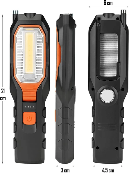 El Feneri 4 Modlu 90° Akrobat Led Çalışma Işığı İş Lambası Darbeye Dayanıklı Mıknatıslı Fener 8W ürün görseli 1