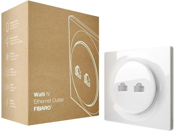 Fibaro Walli N Ethernet Outlet/Ağ Soketi Sıva Altı 2X Rj45 Cat.6 10 Gigabit, Fgweeu-021 ürün görseli 1