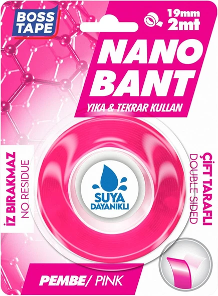 Tape Nano Bant Pembe Çift Taraflı 19 Mm X 2 Mt ürün görseli 1