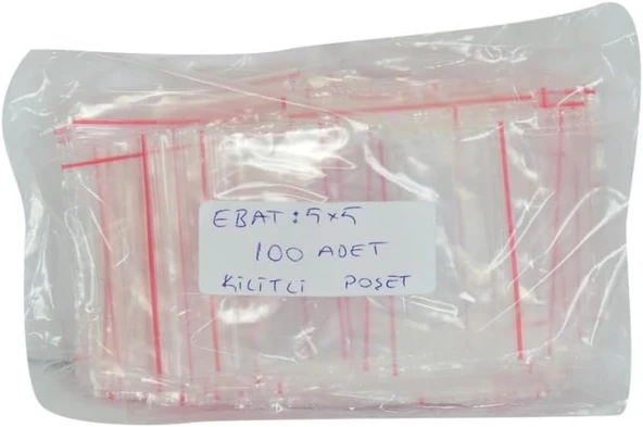 Kilitli Naylon Torba Poşet 5X5 Cm Şeffaf 100 Adet 1 Paket ürün görseli 1
