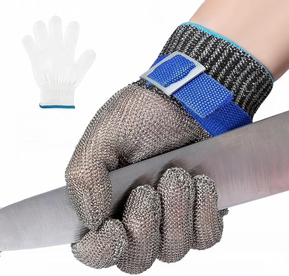Aputue Kesilmeye Dayanıklı Eldivenler, Seviye 9 Paslanmaz Çelik Kesilmeye Dayanıklı Eldivenler Gıda Sınıfı, Beyaz Nylon Eldivenli File Metal Eldiven, Et Balık İstiridye İşleme Için Kesme Eldiveni ürün görseli 1