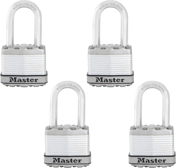 Lock M1Xqlf Magnum Ağır Hizmet Tipi Asma Kilit, Anahtarlı, 4'Lü Paket Anahtarlı, Gümüş ürün görseli 1