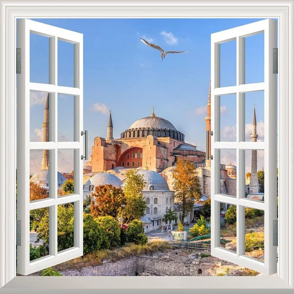 Pencere Poster Duvar Kağıdı Ayasofya Camii Yapışkanlı Sticker ürün görseli 1