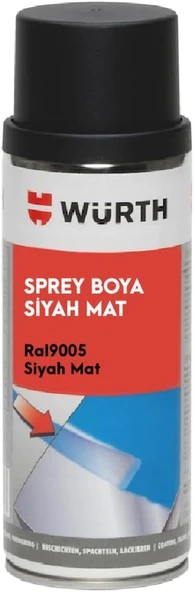 Würth Sprey Tampon Boya Ral9005 Mat Siyah 400 Ml ürün görseli 1