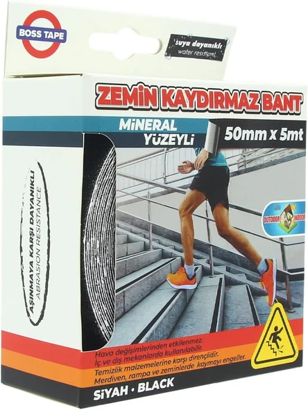 Kaymaz Dayanikli Merdiven Kaydirmaz Bant, 50 Mm X 5 M, Siyah ürün görseli 1