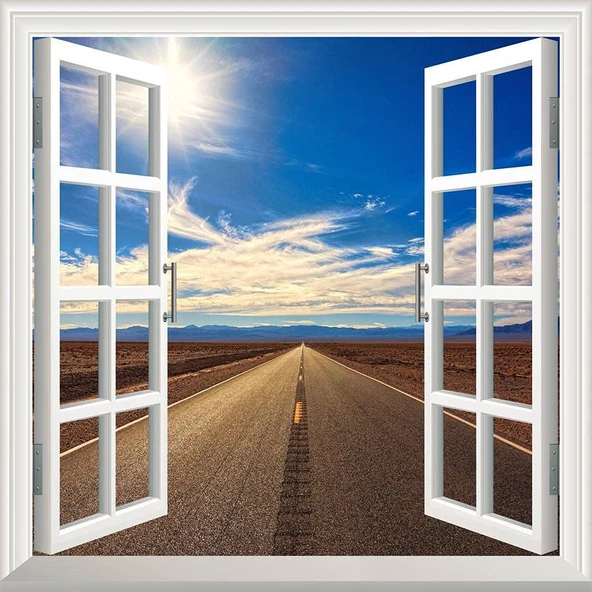 Pencere Poster Duvar Kağıdı Yol Yapışkanlı Sticker ürün görseli 1