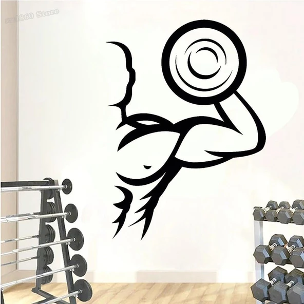 Spor Salonu Duvar Çıkartması Vinil Spor Salonu Spor Sanatı Vücut Geliştirme Fitness Duvar Çıkartması Dekorasyon Duvar Resmi Duvar Kağıdı 78 X 57 Cm ürün görseli 1